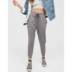 Aerie Gray Heathered Jogger Pants Soft Lounge Drawstring Waist Size Small